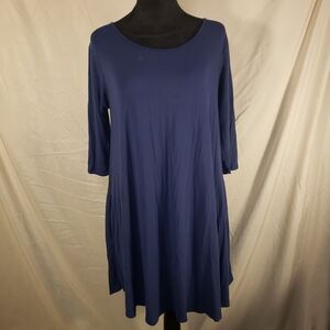 Piko 1988 Navy Long Sleeve Scoop Neck A-Line Dress - L